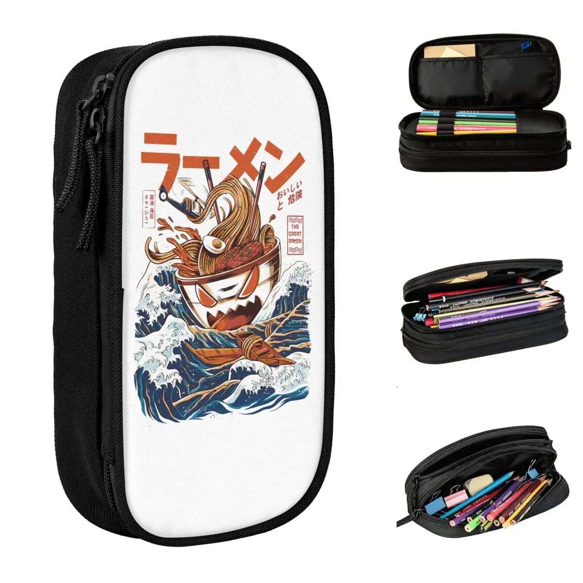 

Lovely The Great Ramen Off Kanagawa Pencil Cases Noodle Ship Pencilcases Pen Box Big Capacity Bags Office Gifts Stationery