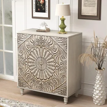 COSIEST Sideboard Storage Cabinet, Vintage MDF Accent Cabinet with Adjustable Shelf, Free-Standing Buffet Server Console