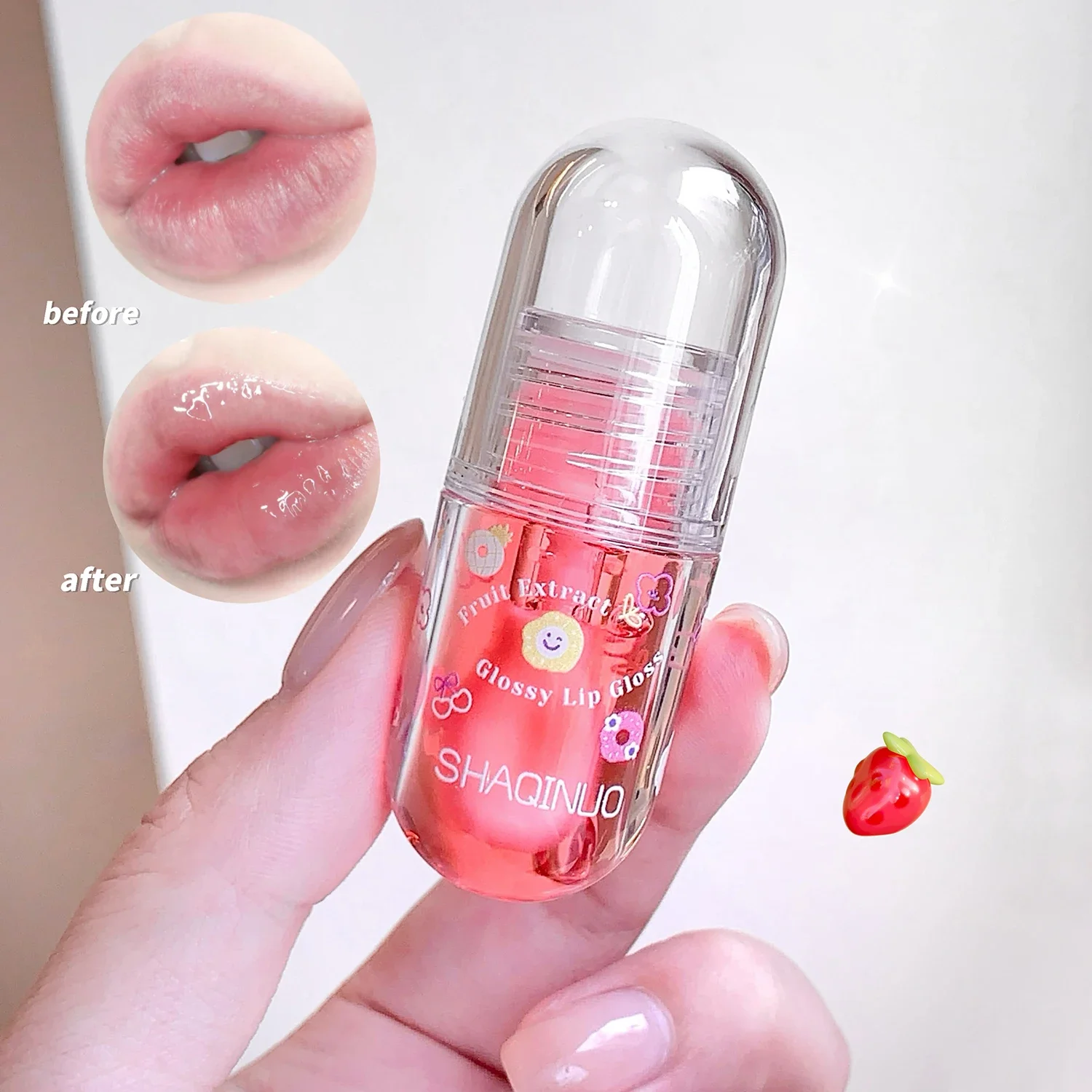 Moisturizing Fruit Lip Oil Transparent Jelly Water Light Lip Gloss Korean Sexy Clear Lips Tint Plumping Korean Care Makeup