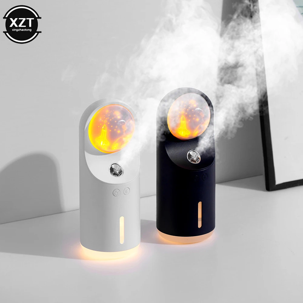 

Air Humidifier with Rotary Projection Led Night Light USB Rechargeable Double Nozzle Water Refilling Sprayer