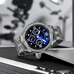 Stylish Metal Watch Band with Protective Case - Premium Strap Wristband Accessories - Samsung 5 Pro 45mm (Grey)