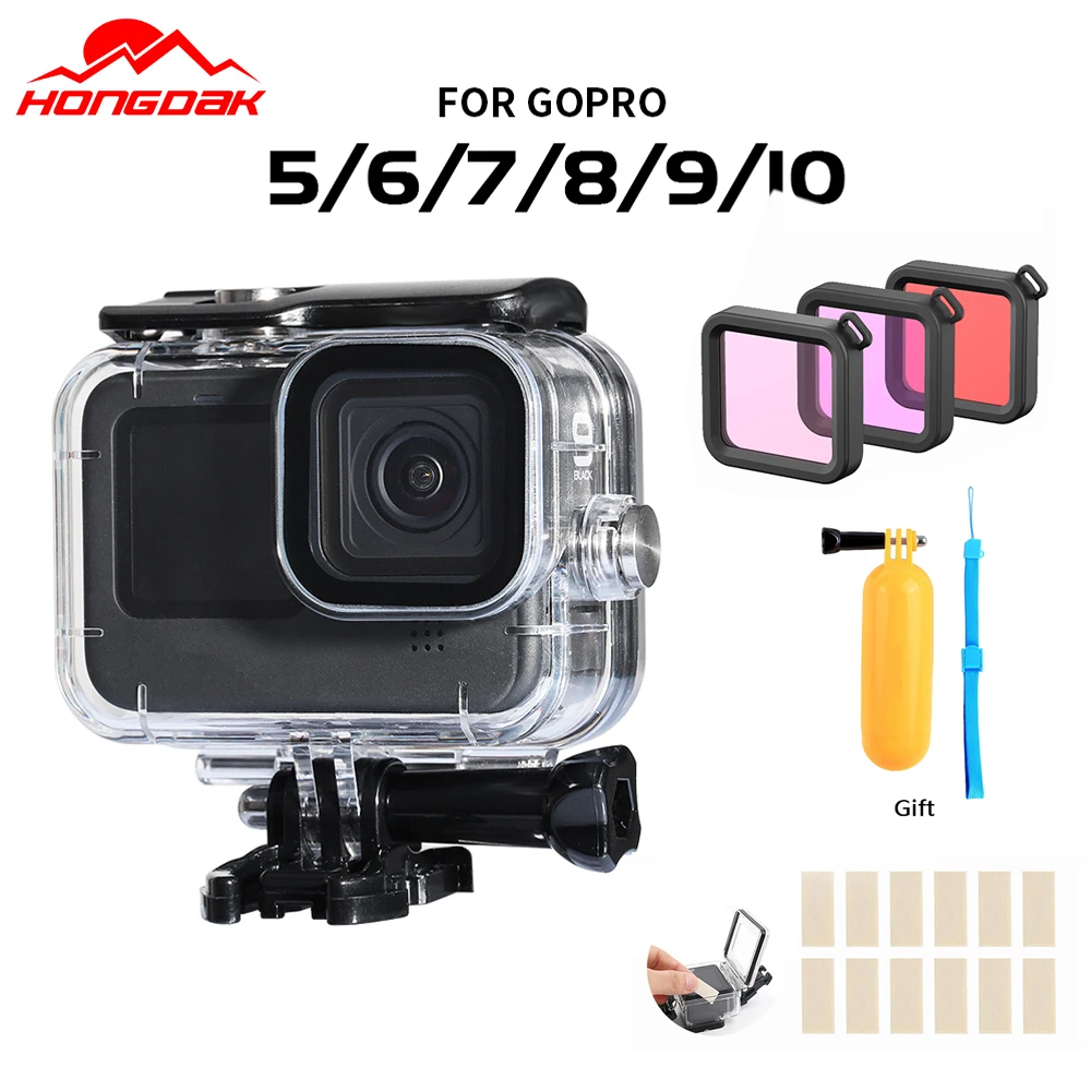 Mergulho Subaquático Impermeável para go Pro Capa Protetora Preta Câmera de Ação Gopro Hero 10 60m Case de