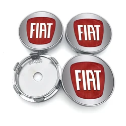 Universal 60mm Car Wheel Hub Center Cap Rim Cover Emblem Stickers (Fiat - Silver - 4pcs)