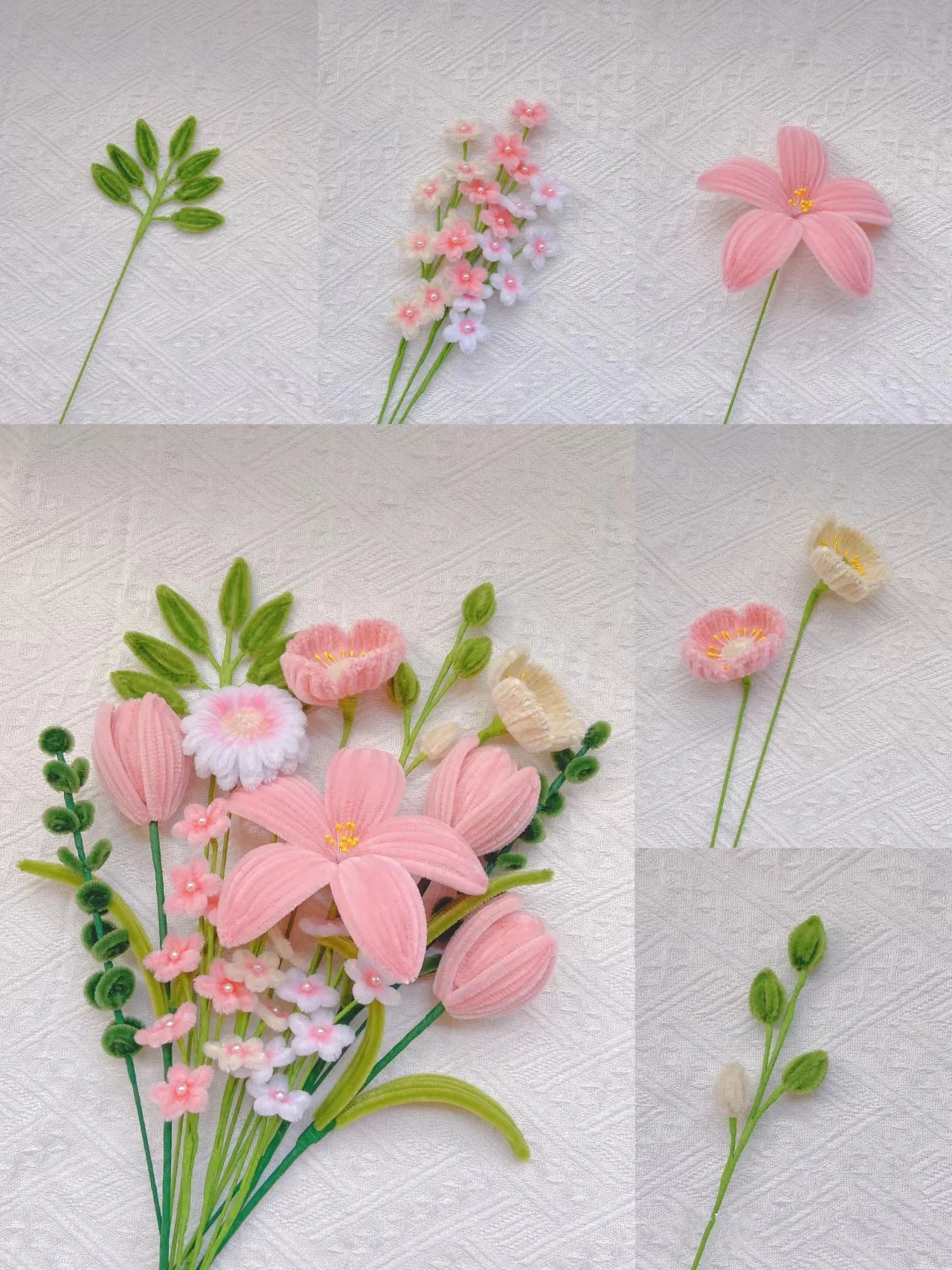 Künstlicher Blumenstiel Draht Blumenstange für DIY Chenille-Stiele Stab Simulationsblumenmaterial mit grünem Floristikband – Detail 12