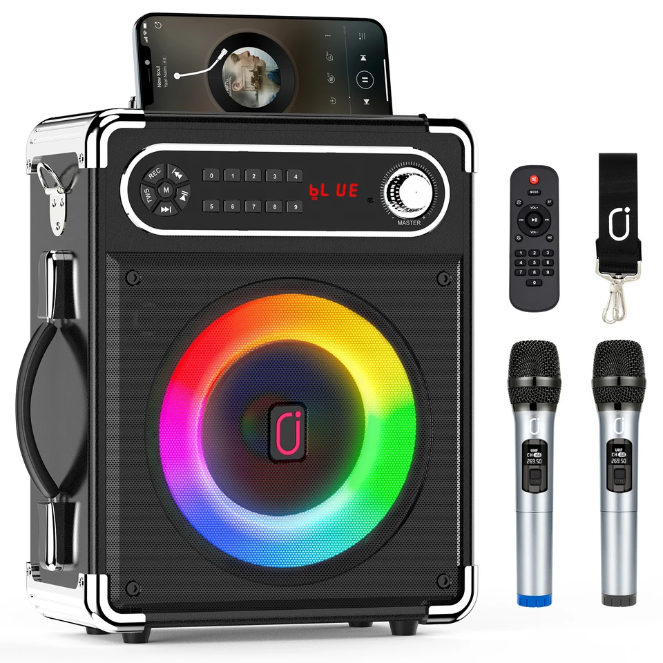 Portable Bluetooth Karaoke Machine with 2 Microphones