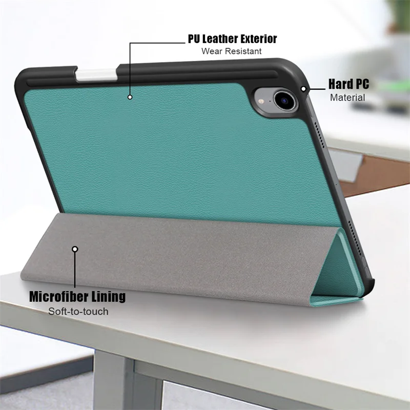 Trifold PU Leather Stand Magnetic Cover with Pen Holder