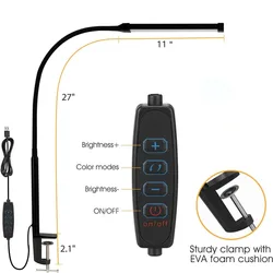 Adjustable LED Desk Lamp with Eye - Caring Light and Flexible Gooseneck (Dimmable)