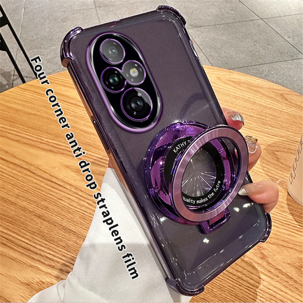 Shockproof Transparent Magnetic Stand Holder Case with Camera Protection