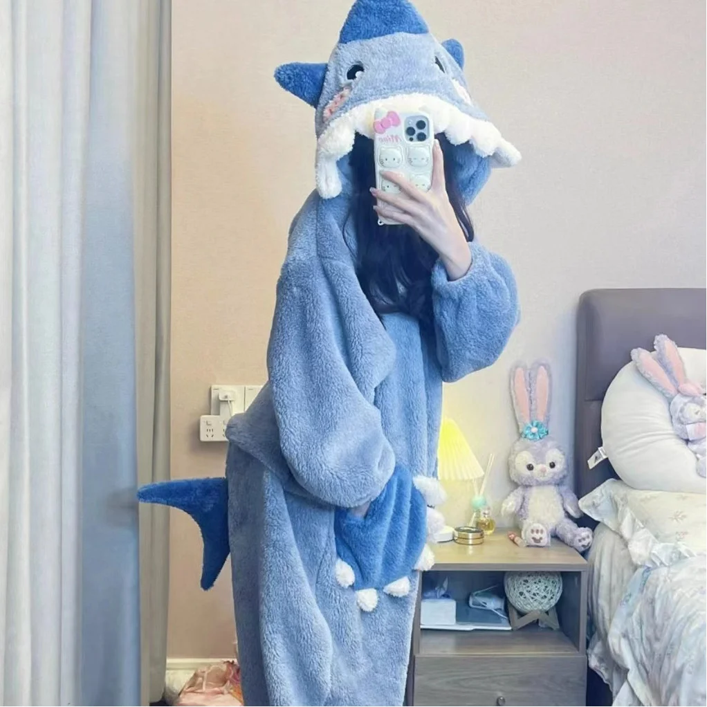 

Cute Cartoon Shark Sleeping Bag Pajamas Soft Warm Shark Blanket High Quality Fabric Shawl Blanket For Kid Adult