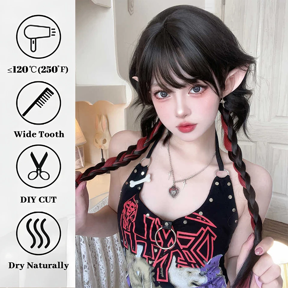 Synthetic Long Curly Wave Pink Purple Wig for Women