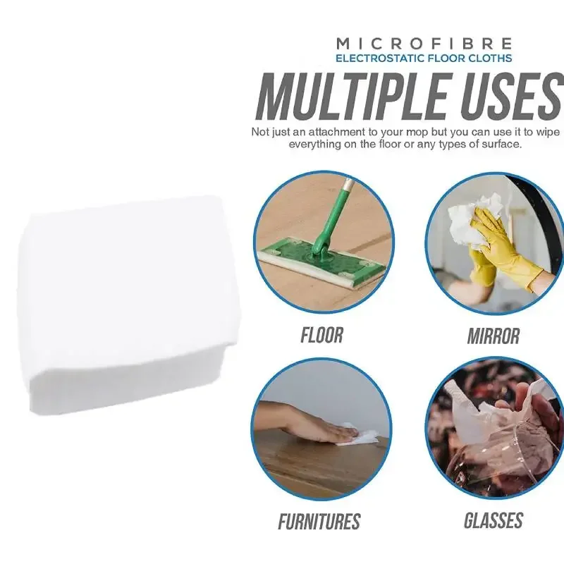 Dust Removal Mop Paper Disposable MicroFibre Electrostatic Floor Cloths Floor Cleaning Wipes for Flat Swivel Mop 100pcs 20*30cm dust removal paper,floor cleaning sheet