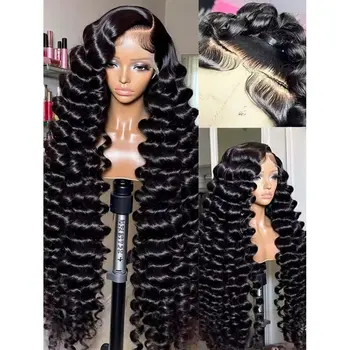 28 32 Inch 13x4 Loose Deep Wave HD Transparent Lace Frontal Wig 250% Density Pre Plucked Human Hair Wig with Baby Hair 1