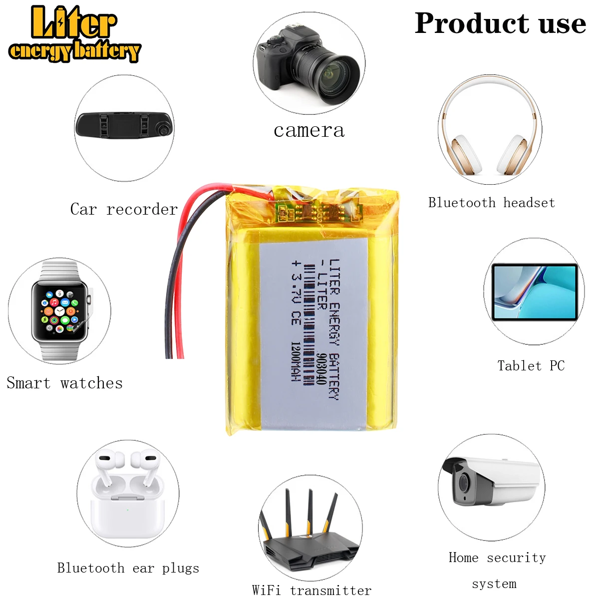 Migliore Marca di Batterie, Vendita all'Ingrosso 903040 3.7V 1200mAh Batteria ai Polimeri di Litio con Scheda di Protezione per MP5 e Auricolari Bluetooth - Image 5
