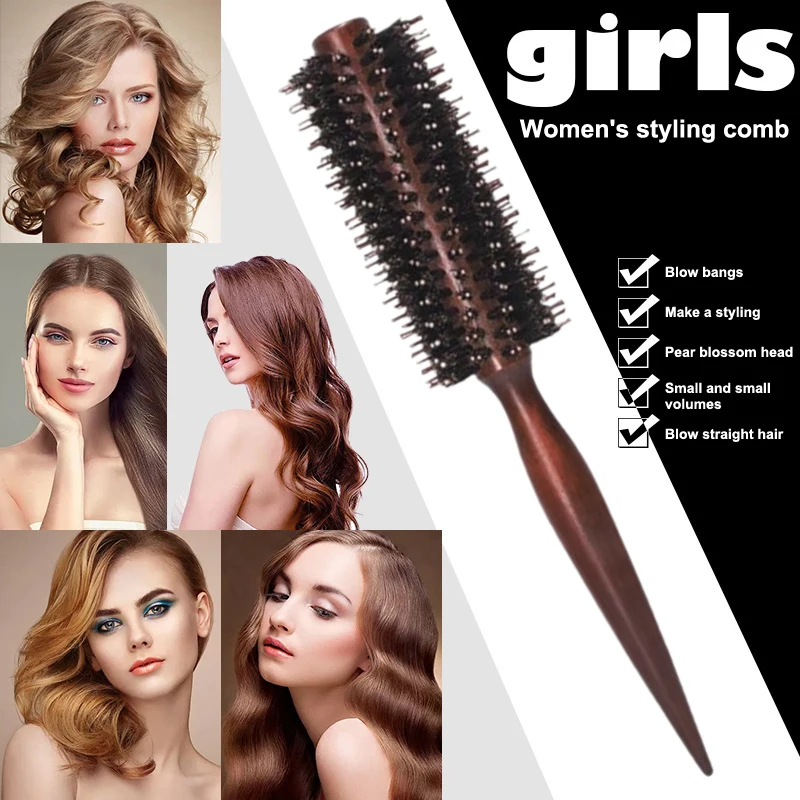 Anti-Static Boar Bristle Round Hair Styling Brush