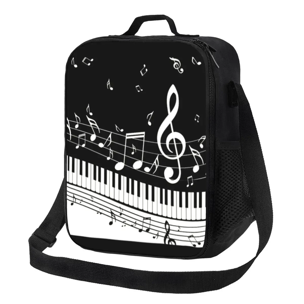 

Fashion Piano And Music Note Insulated Lunch Bag for Work School Resuable Cooler Thermal Bento Box Women Kids