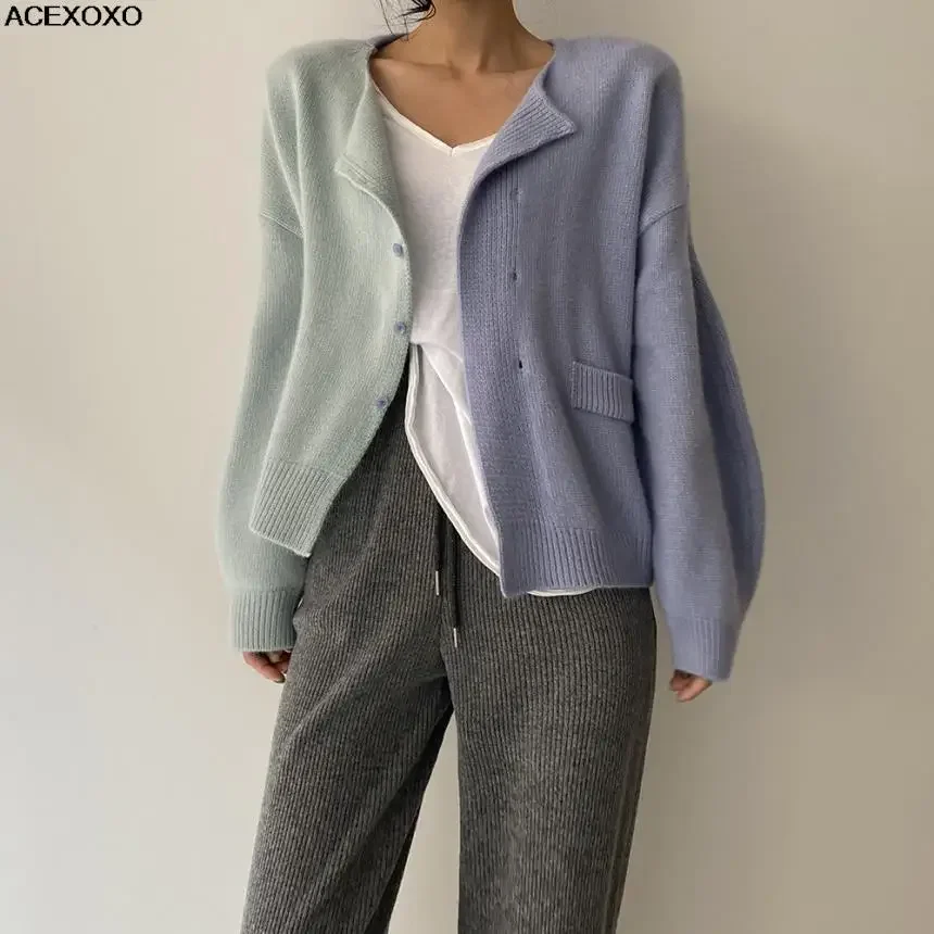 

2023 new winter loose large size to add single-breasted long-sleeved cardigan coat