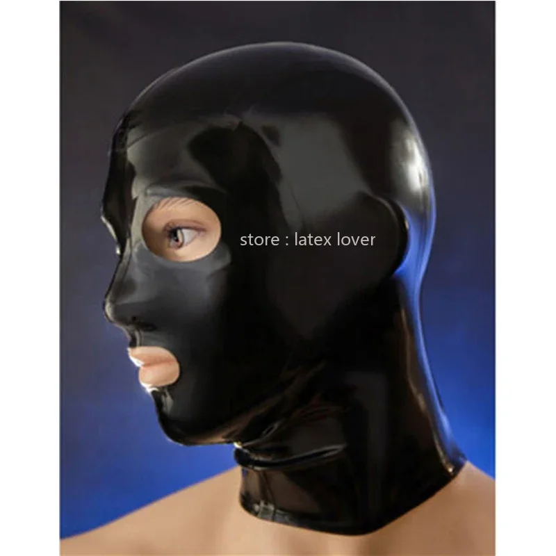 

Handmade Black Latex Hoods Mask with Open Eyes and Mouth Cosplay Latex Mask Custom Made for Men Cosplay Costumes Custom Made