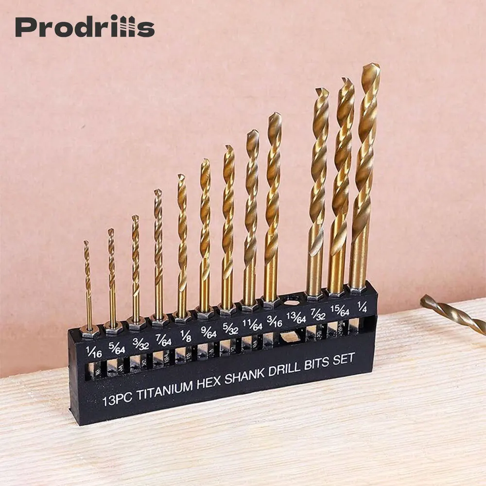 Binoax 13 Pcs Titanium Twist Drill Bit Set Hex Shank High Speed Steel binoax-13-pcs-titanium-twist-drill-bit-set-hex-shank-high-speed-steel