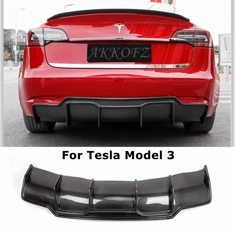 

Сухой бампер из углеродного волокна для Tesla Model 3, нижний диффузор, спойлер, сплиттер, внешние аксессуары 2017-2023