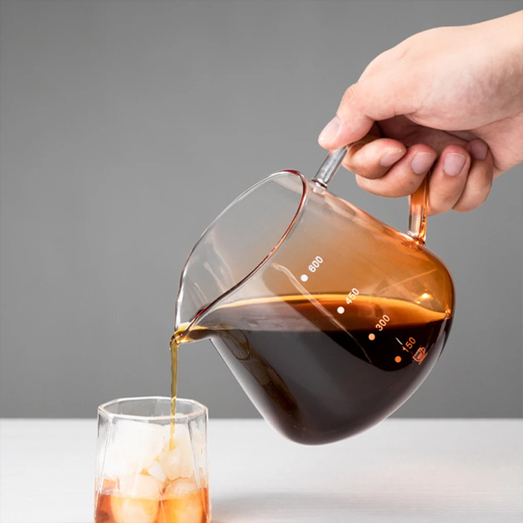 450ml/600ml Hand Brewed Coffee Pot Cloud Pot Sharing Thick Heat-resistant Glass Coffee Cute with Scale Fair Cup coffee pot,coffee kettle,coffee server