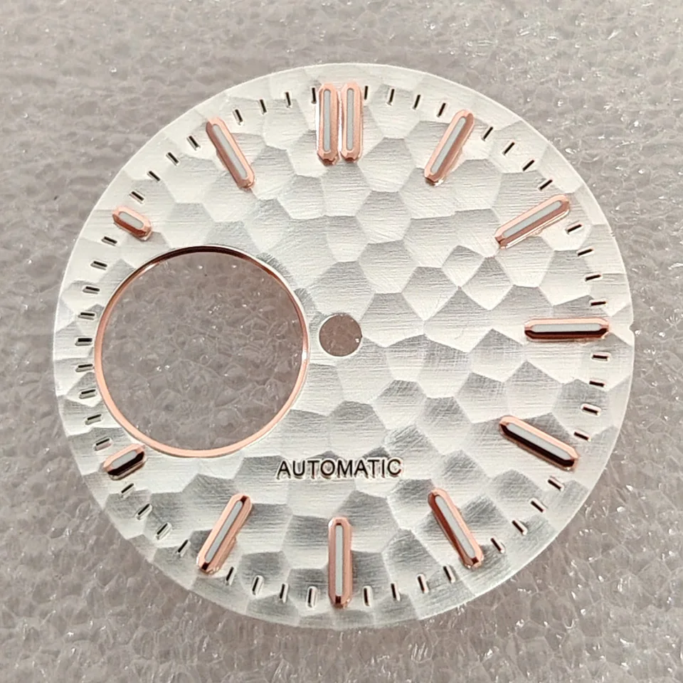 Hammered Texture 28.5mm Watch Dial with Green Luminous Accents
