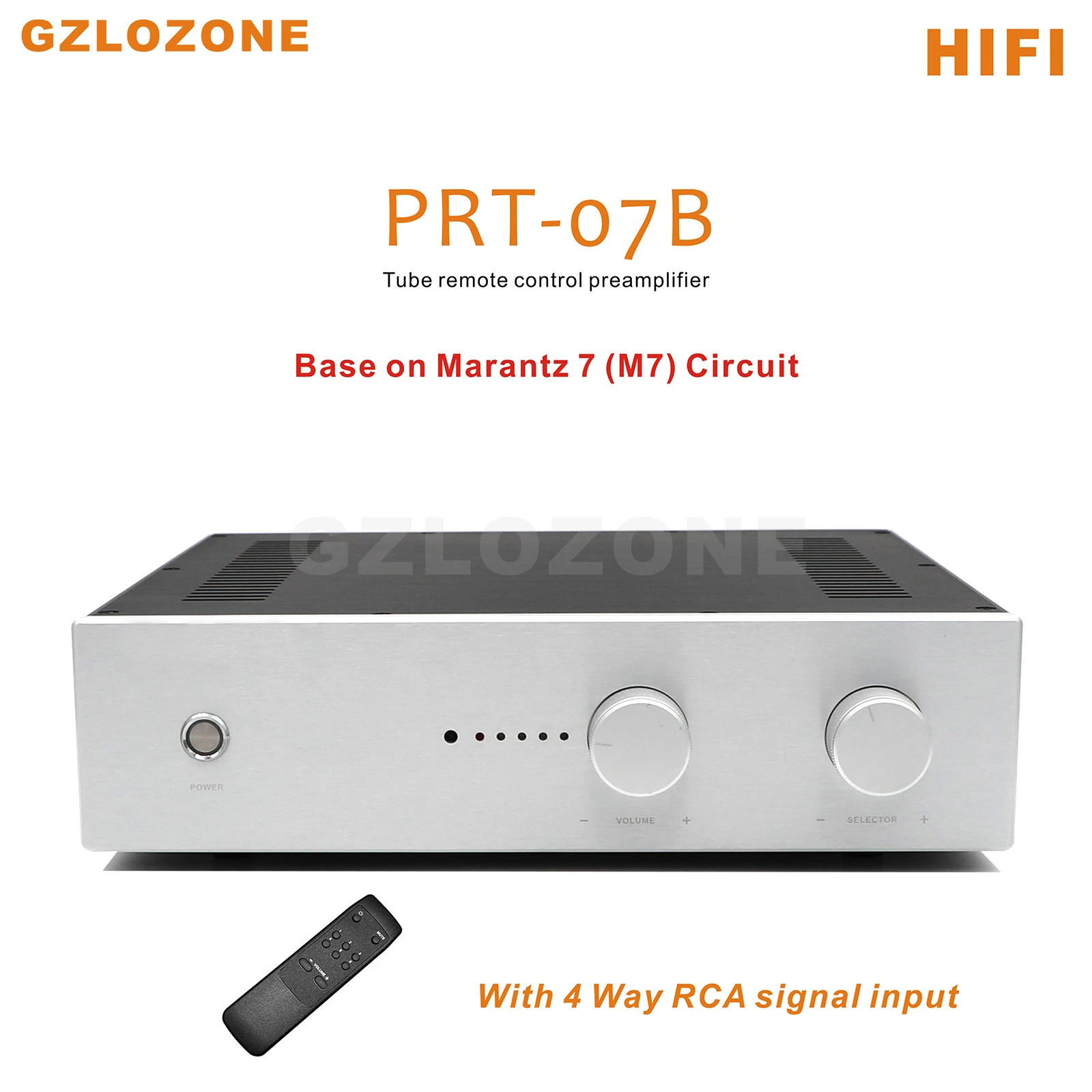 

HIFI PRT-07B Tube Remote Control Preamplifier With 4 Way RCA Signal Input Base On Marantz 7 (M7) Circuit