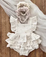 Baby Girl Cotton Floral Criss-Cross Romper Kid Princess Ruffles Layered Dress Bodysuit Rompers Jumpsuits Children's Clothing 4T 3