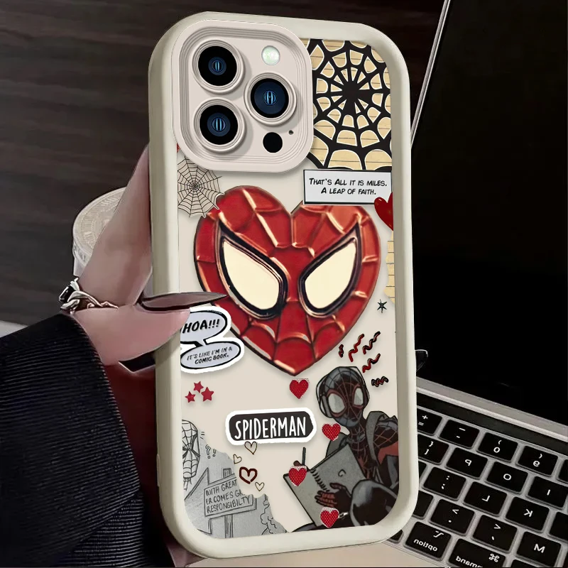 Marvel SpiderMan Heart Soft Silicone Phone Case For iPhone 15 Pro