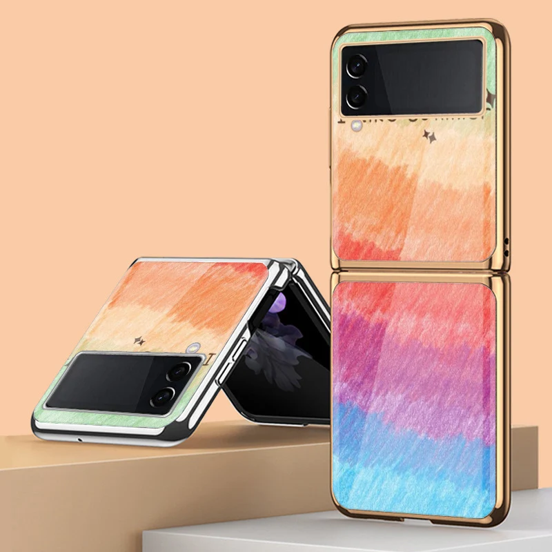 

Чехол Z Flip 4 для Samsung Galaxy Z Flip 4 3 2 1, цветные карандаши с покрытием из закаленного стекла, защитный чехол для телефона