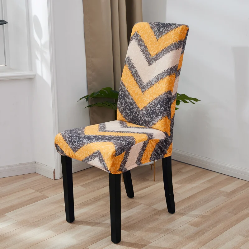 2022 New Geometric Floral Pattern Chair Covers Spandex 34 Colours For Party Wedding Banquet