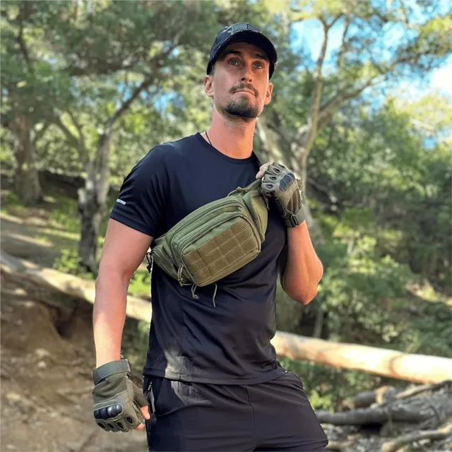 Outdoor tactical multifunctional waist bag men's waist bag nylon shoulder hiking phone bag sports large capacity waist bag 4