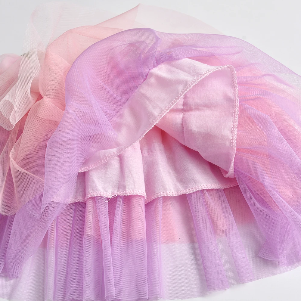 DXTON Baby Girls Mini Skirt Gradient Tulle Patchwork 3 Layered Children Ballet Tutu Skirt Perform Clothing 3-8Y