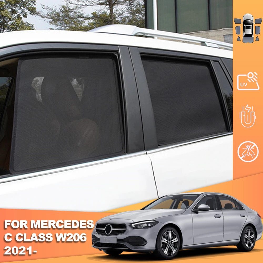 

For Mercedes Benz C Class W206 2021-2024 Car Sunshade Shield Front Windshield Curtain Rear Side Baby Window Sun Shade Visor