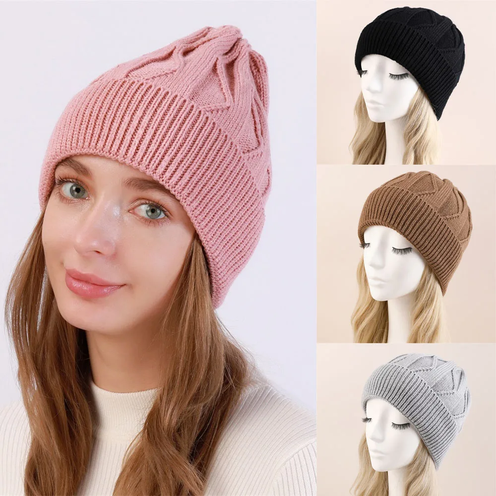 

2023 Beanie Cap Woolen Hat Warm Hedging Caps Women Knitted Hat Cool Hat Cap Thick Women Men Cap Fashion Autumn Winter Solid Cap