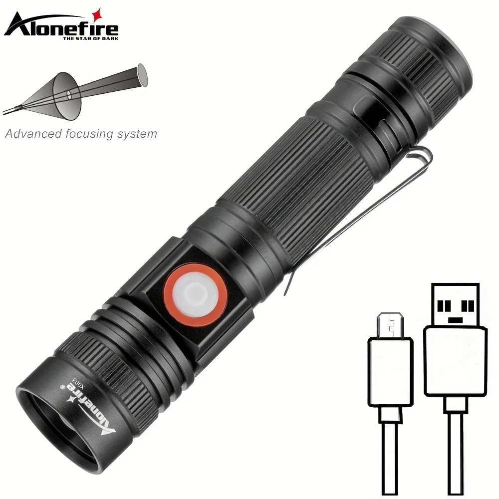 고출력 T6 LED 손전등, USB 충전 18650 배터리, 야외 하이킹, 캠핑, 사냥, 낚시, 휴대용 순찰 토치, 10W 줌