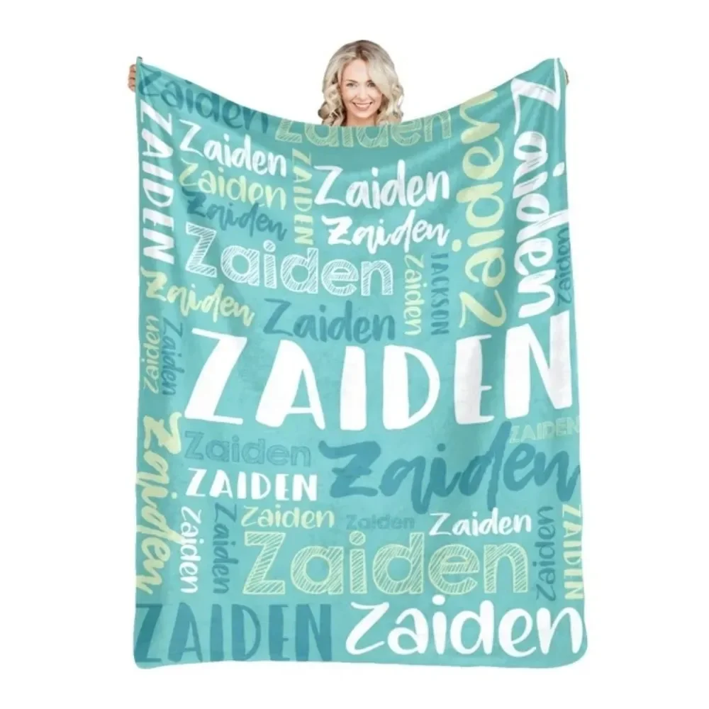 30 Colors Personalized Name Flannel Blanket For Girls Boys Letter Monochrome Customized Baby Adult Name Blanket Birthday Gift 3