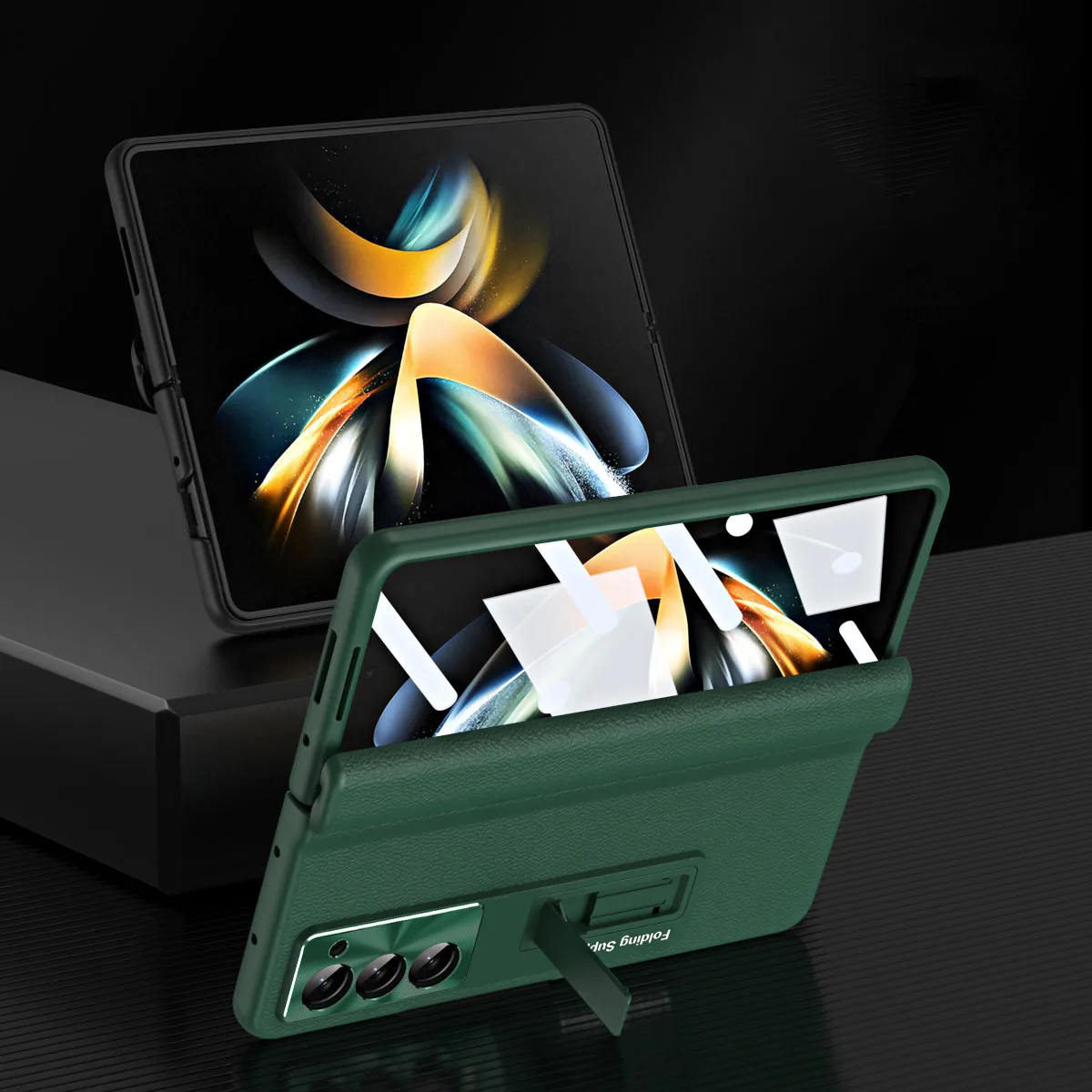 

Screen Protector Flim Case for Samsung Galaxy Z Fold5 Connect Leather Bracket Shockproof Hard Luxury Phone Cover SamsungZFold5