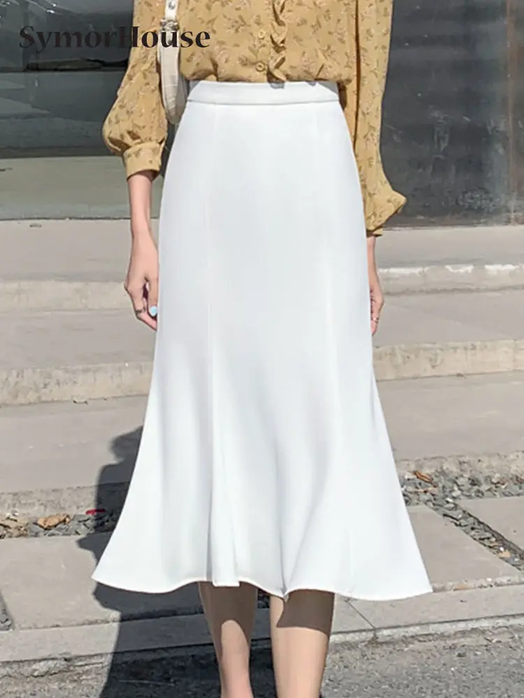 

Spring Summer Autumn Korean Fashion High Waist Mermaid Skirts Women Elegant Office Lady OL Style Hip-Wrap Midi Skirts Female