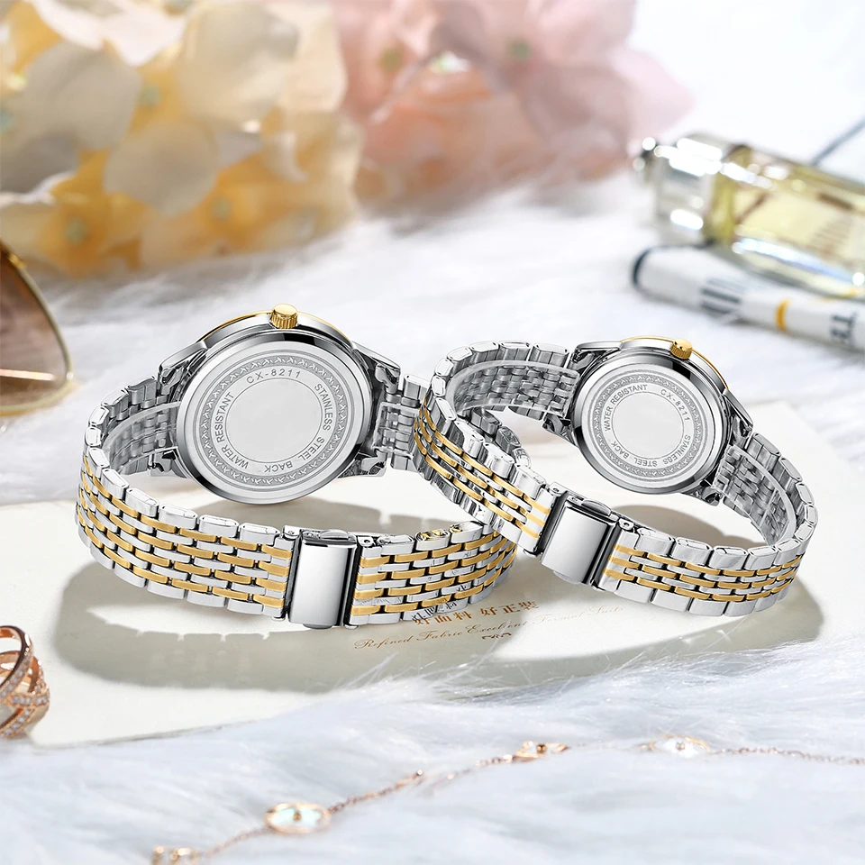 CHENXI New Fashion Couple Watches For Men Women Stainless Steel Quartz Wristwatches Waterproof Watches Sets Couple Gifts Clock