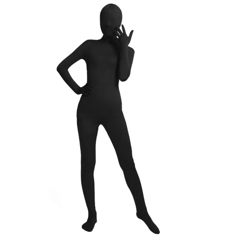 Mens Women Unisex Full Body Tights Suit Spandex Stretchy Black Cosplay Costume D