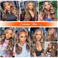 Perruque Lace Frontal Wig Body Wave naturelle, cheveux humains, blond miel, 36 pouces, 13x6 Hd, sans colle, vietnamien, blond 5
