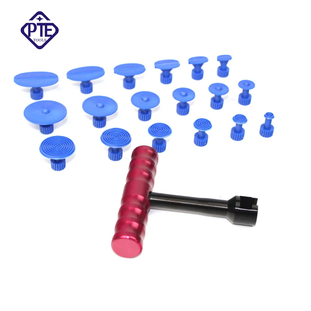 19Pcs Car Body Paintless Dent Repair Tool Set Auto Dent Puller With Hail Dent Removal Kit car dent lifter repair tool paintless dent remove t bar slide hammer with tabs puller for hail and door ding removal