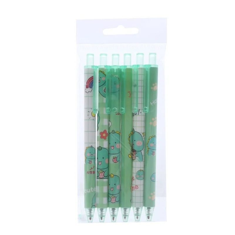 6PCS/Set Kawaii Gel Pen 0.5mm Cute Ballpoint Retractable Students Writing  Cartoon School Supplies Stationery Office Accessories