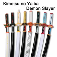 Demon Slayer  Anime Katana 80cm  Wooden Sword Cosplay Weapon Props Giyuu Blue Tanjirou Kyoujurou Party Gift 2