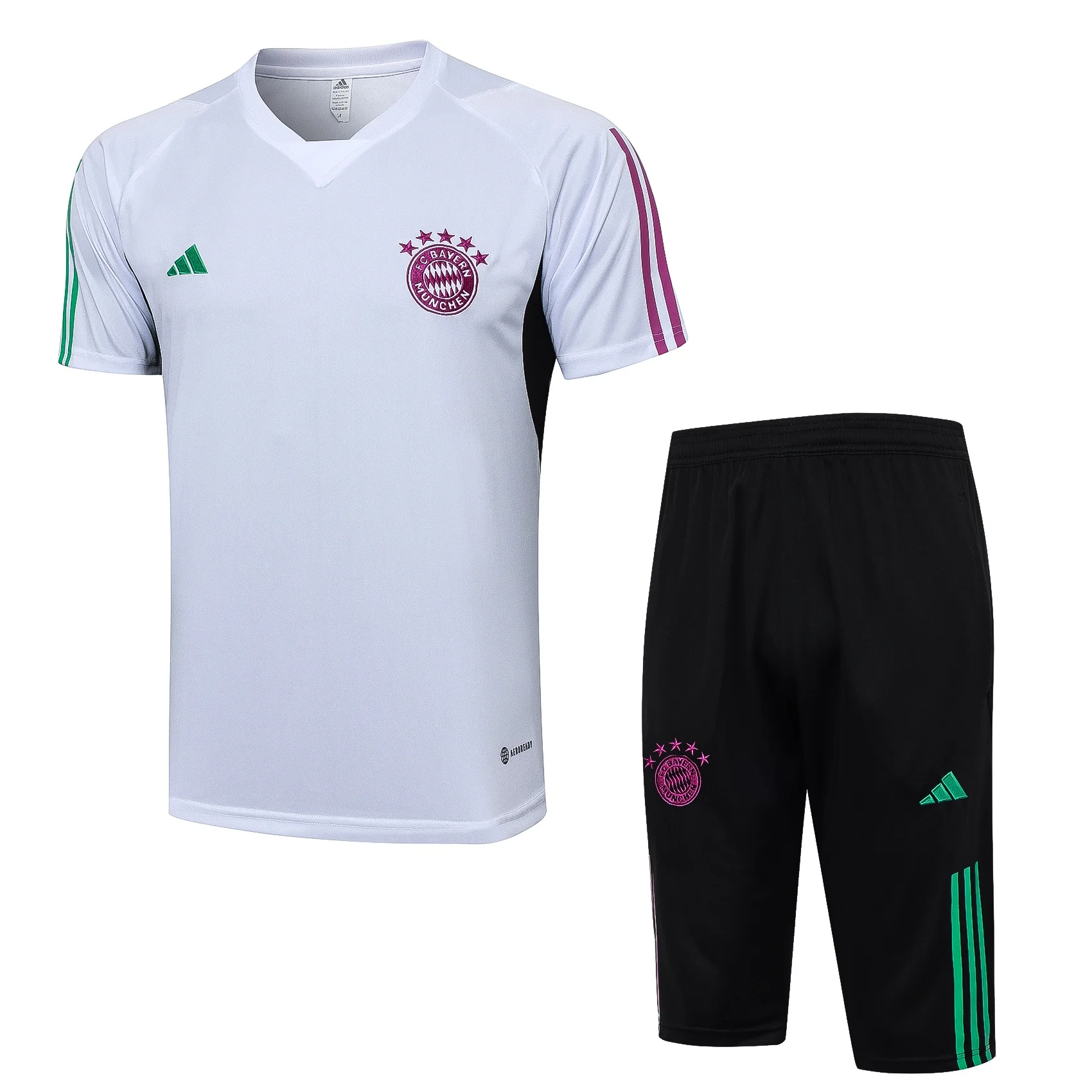 Adidas Soccer Jerseys Men Short-sleeved Cropped Trousers Breathable Comfortable Trendy Training Suit White Black