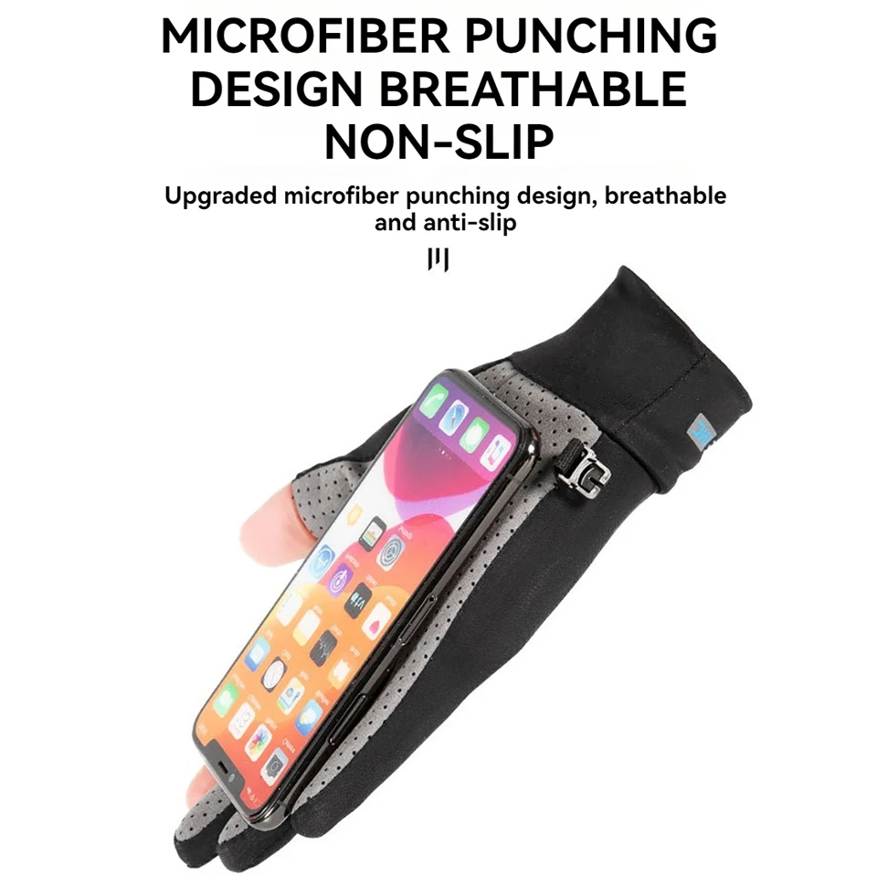 GOBYGO 1Pair Summer Ice silk Gloves Breathable Quick Drying Thin Two-finger Gloves Outdoor Cycling Driving Non-slip Sun Fishing