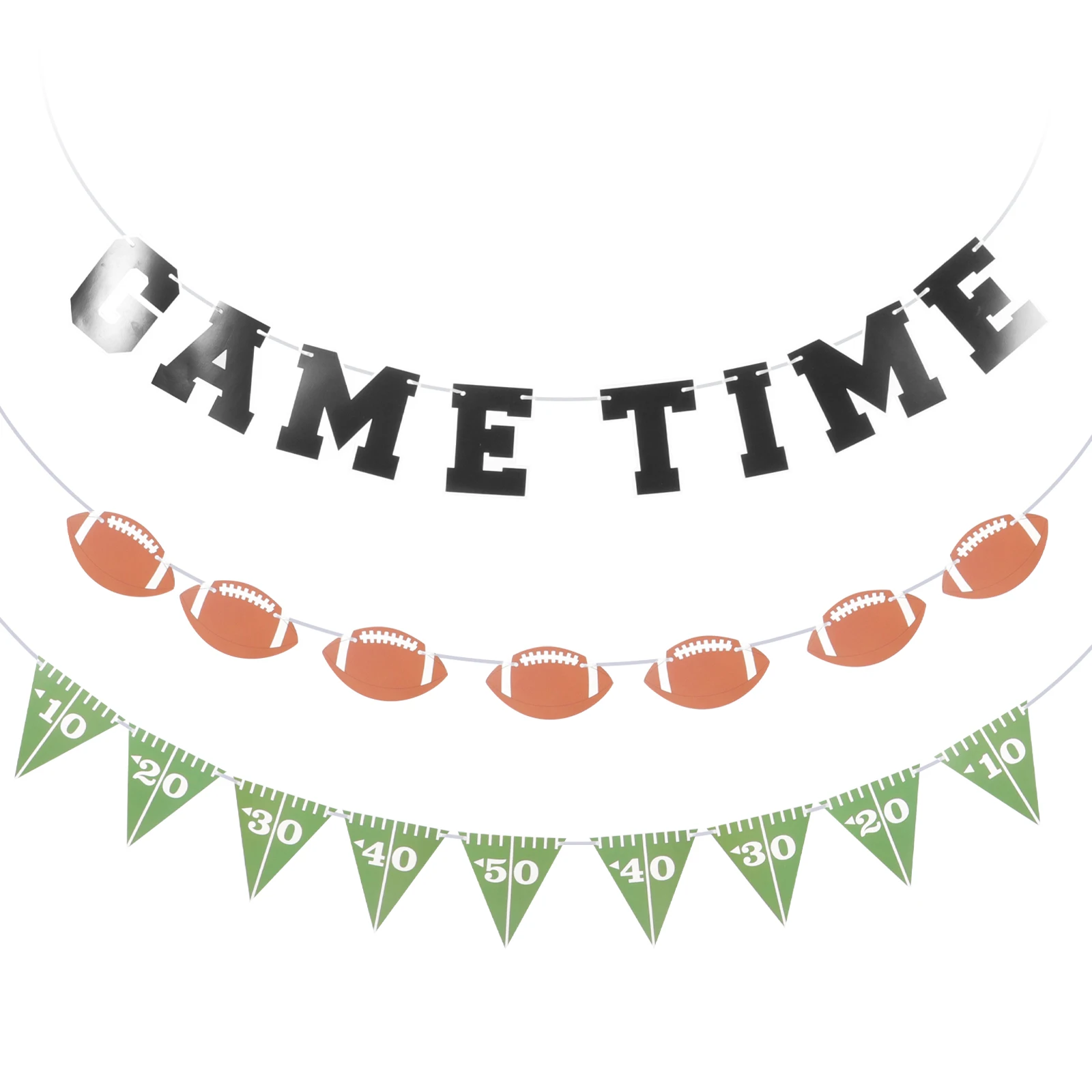 3Pcs American Football Banner Football Bunting American Birthday Themed Party Decoration Pennant Flag