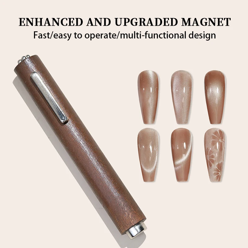 3 In 1 Wooden Handle Magic Magnetic Stick for Gel Varnish UV/LED Polish Stong Long Cat Magnet Design Manicure Nail Art Tools