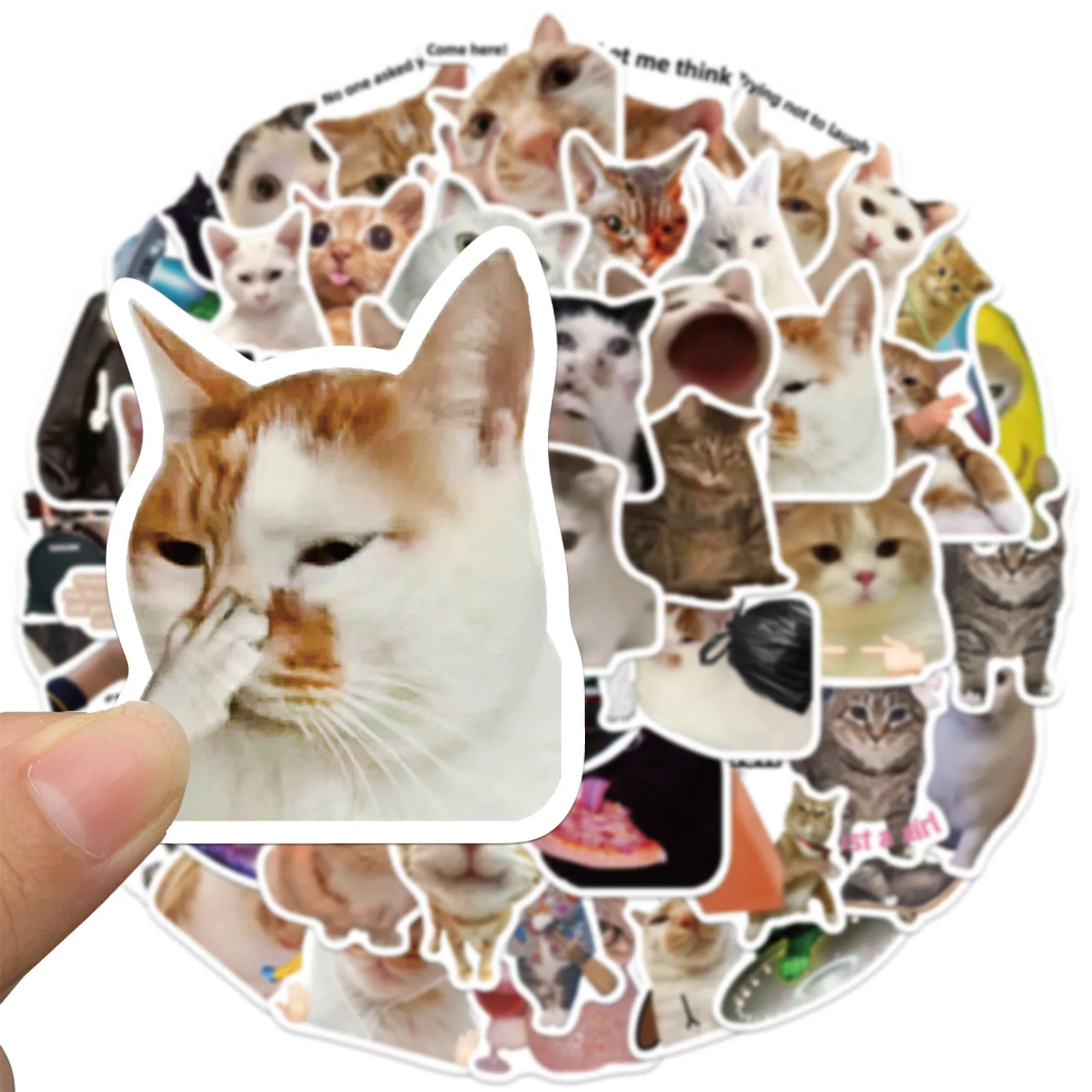 50Pcs Funny Cat Meme Stickers Pack Cute Graffiti Vinyl Stickers for Water Bottles Laptops Phones Case DIY Decoration