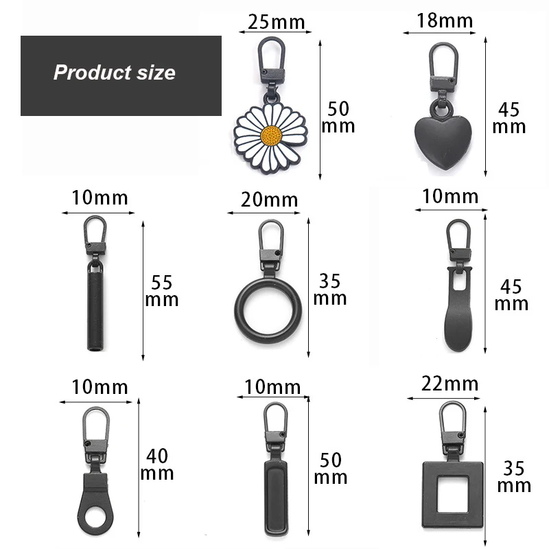 Description Picture 3 of item5Pcs Detachable Zipper Slider Puller Universal Replacement Metal Zipper Head Repair Kits For DIY Craft Luggage Handbags Clothes